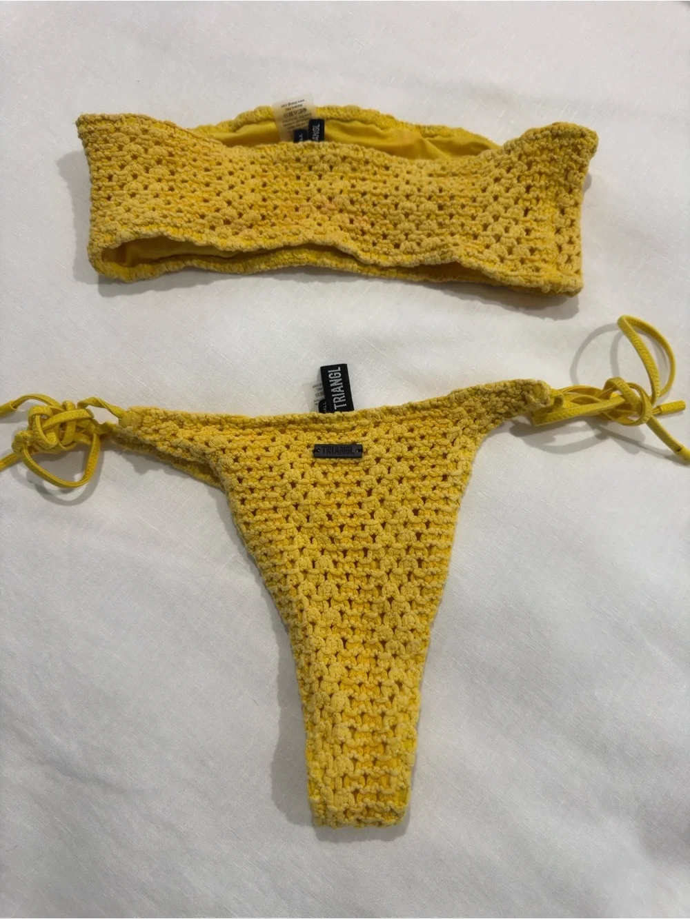 triangl swimwear Yellow Crochet Bandeau Bikini Set